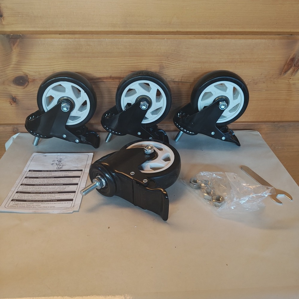 HOLKIE Caster Wheels 4 Inch Locking Casters Set of 4, Threaded Stem 3/8" A5